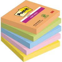 Post-it Super Sticky notes Boost, 90 vel, ft 76 x 76 mm, geassorteerde kleuren, pak van 5 blokken - thumbnail
