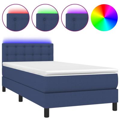 Boxspring met matras en LED stof blauw 100x200 cm - thumbnail
