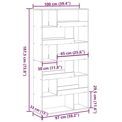 Kamerscherm 100x33x187,5 cm bewerkt hout betongrijs
