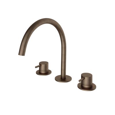 Wastafelmengkraan Hotbath Cobber 3 gats 2-hendel Gebogen 26.1 cm Verouderd Messing Living Colours
