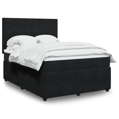 Boxspring met matras fluweel zwart 140x190 cm
