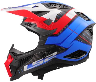 LS2 crosshelm "mx703 x-force galuo", ademend en hypoallergeen. helmet x-force galuo white/red/blue gr. xxl