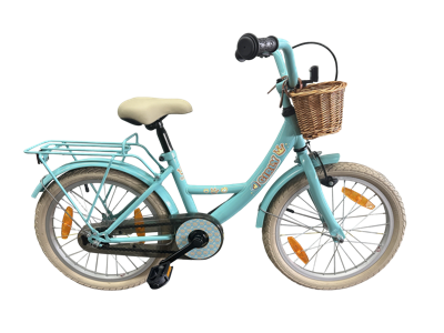 Bikefun Kinderfiets girly 18 inch - met mandje en remnaaf - blauw
