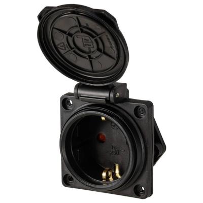 Sygonix SY-6746374 Geaard stopcontact IP44 Zwart