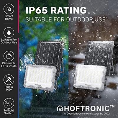 Helios Smart Solar Breedstraler - Vervangt 50 Watt - 410 lumen - 6500K - IP65 waterdicht - IK08 - Bestuurbaar via app - Google Home, Amazon Alexa en Siri - Schijnwerper op zonne energie