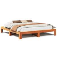 Bedframe zonder matras massief grenenhout wasbruin 180x200 cm - thumbnail