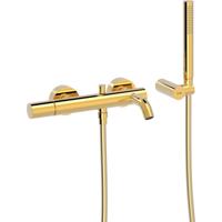 Badmengkraan Tres Study Exclusive Rond met Omstel en Handdoucheset met Staafhanddouche Goud Tres - thumbnail