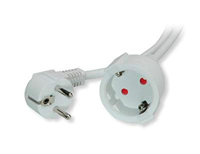 VALUE Stroom verlengkabel met aarde, 230VAC, wit, 5 m