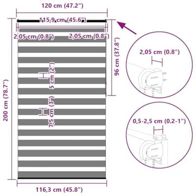 Zebra Blind 120x200 cm stofbreedte 115,9 cm polyester zandbruin