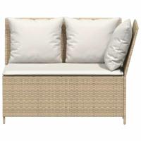 3-delige Loungeset met kussens poly rattan beige - thumbnail