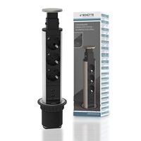 E1 inschuifbare stekkerdoos, 3-voudig stopcontact en 2 x USB inbouw stekkerdoos geschikt voor keuken, woonkamer en kantoor multifunctionele stekkerdoos met 3 standaard stopcontacten, 2 USB-poorte - thumbnail