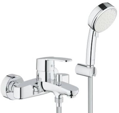 GROHE Eurostyle Cosmopolitan badkraan met omstel en koppelingen met doucheset chroom/wit 3359220a