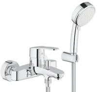 GROHE Eurostyle Cosmopolitan badkraan met omstel en koppelingen met doucheset chroom/wit 3359220a - thumbnail