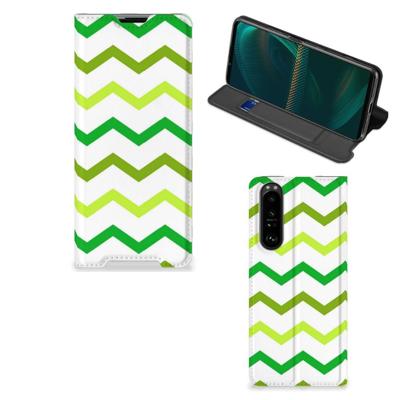 Sony Xperia 5 III | Hoesje met Magneet | Zigzag Groen Sony Xperia 5 III | Hoesje met Magneet | Zigzag Groen
