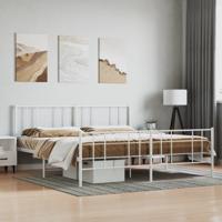 Bedframe met hoofd- en voeteneinde metaal wit 200x200 cm - thumbnail