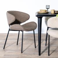 Eleonora Eetkamerstoel 'Tess' Bouclé, kleur Bruin - thumbnail