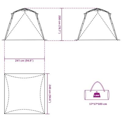 VidaXL Strandtent 4-persoons waterdicht snelontgrendeling grijs