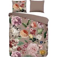 Descanso Dekbedovertrek "bloemen" - Taupe - (240x200/220 cm) - Biologisch Katoen satijn - thumbnail