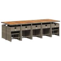 15-delige Tuinset met kussens poly rattan grijs - thumbnail