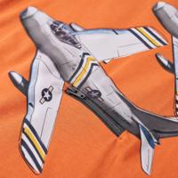 Kindershirt met lange mouwen vliegtuigprint 104 donkeroranje - thumbnail