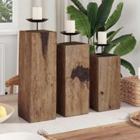 Kaarsenhouder 3 pcs Naturel Massief gerecycled hout - thumbnail