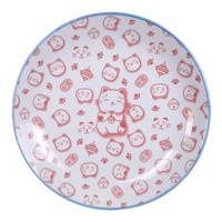Rood/Wit Bord - Lucky Cats Collectie - Diameter 25.3 cm - Hoogte 5 cm - thumbnail