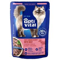 OPTIVITAL Tasty shreds in gravy with beef - nat kattenvoer - 85g - thumbnail