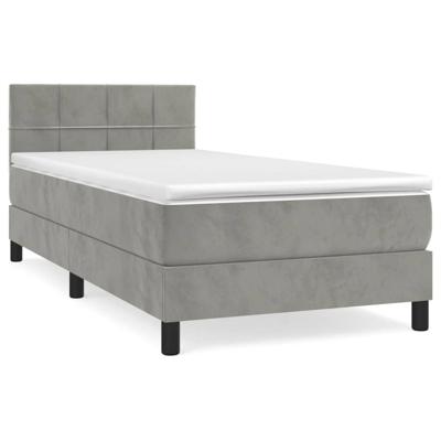 Boxspring met matras fluweel lichtgrijs 90x190 cm