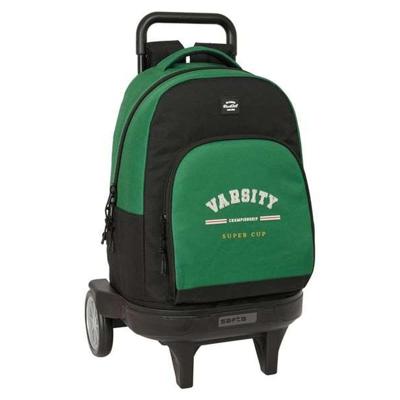 Schoolrugzak met Wielen BlackFit8 Varsity Zwart Groen 33 x 45 x 22 cm