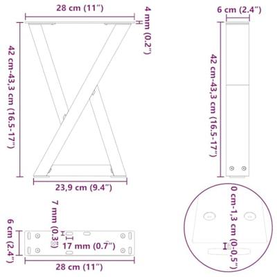 Salontafelpoten 2 st 28x(42-43,3) cm staal wit