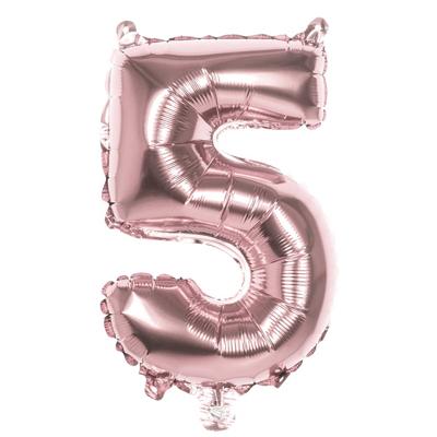 Folieballon &apos;5&apos; Roségoud groot