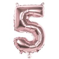 Folieballon &apos;5&apos; Roségoud groot - thumbnail