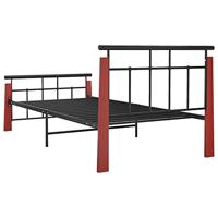 Bedframe metaal en massief eikenhout 90x200 cm - thumbnail