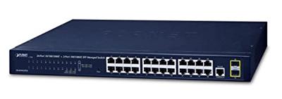 PLANET Web Smart Gigabit Switch 24-poort + 4 shared audio-poorten Rack Mount