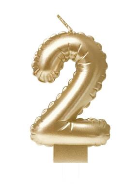 Foil balloon candle gold 2 | 4 stuks