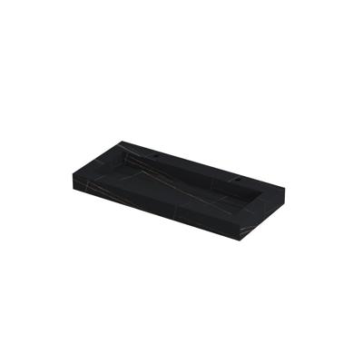 INK Pitch Wastafel Keramische Slab Centraal met Drain en Front en Side Skirts 2 Kraangaten - 1000x450x90 mm - Lauren Black Mat