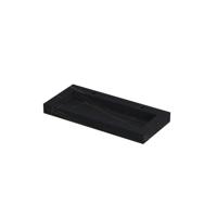 INK Pitch Wastafel Keramische Slab Centraal met Drain en Front en Side Skirts 2 Kraangaten - 1000x450x90 mm - Lauren Black Mat - thumbnail