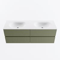MONDIAZ VICA 140cm badmeubel onderkast Army 4 lades. Wastafel MOON dubbel 2 kraangaten, kleur Talc. - thumbnail