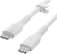 Belkin BoostCharge Flex siliconen USB Type C/C-kabel, USB-IF-gecertificeerde PD-snellaadkabel voor iPhone 16, iPhone 15 Plus/Pro/Pro Max, Samsung Galaxy S24, Pixel, iPad, Nintendo Switch, 3 m , wit - thumbnail