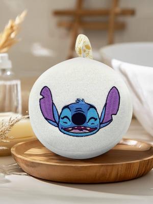 Geborduurde Disney®-babyspons met Stitch-hoofd ecru