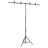VidaXL Achtergrondstandaard t-vormig 151x60x(70-200) cm zwart - thumbnail
