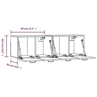 Wandkasten 2 st 80x36,5x35 cm bewerkt hout hoogglans wit