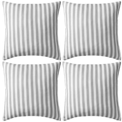 Buitenkussens 45x45 cm gestreept grijs 4 st Buitenkussens 45x45 cm gestreept grijs 4 st