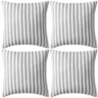 Buitenkussens 45x45 cm gestreept grijs 4 st - thumbnail