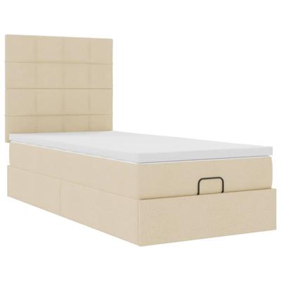 Ottoman bed met matras 90x190cm stof crèmekleurig