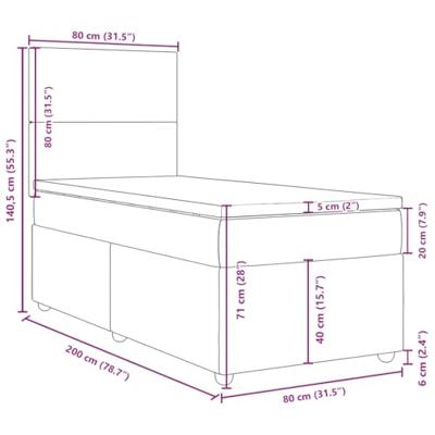 Boxspring met matras stof blauw 80x200 cm