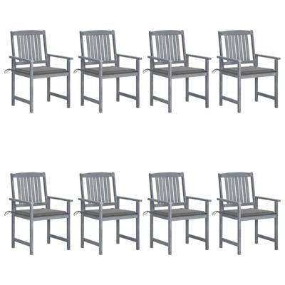 Tuinstoelen 8 st met kussens massief acaciahout grijs