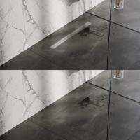 Brauer Douchegoot - 70x7x6.7cm - ondiepe vloerflens - zijuitloop - tegelinlegrooster omkeerbaar - RVS DR-MRF70NG - thumbnail