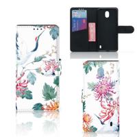 Nokia 1 Plus | Telefoonhoesje | Met pasjeshouder | Bird Flowers - thumbnail