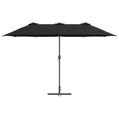 VidaXL Tuinparasol zwart 370 x 197 x 239 cm polyester en aluminium VidaXL Tuinparasol zwart 370 x 197 x 239 cm polyester en aluminium
